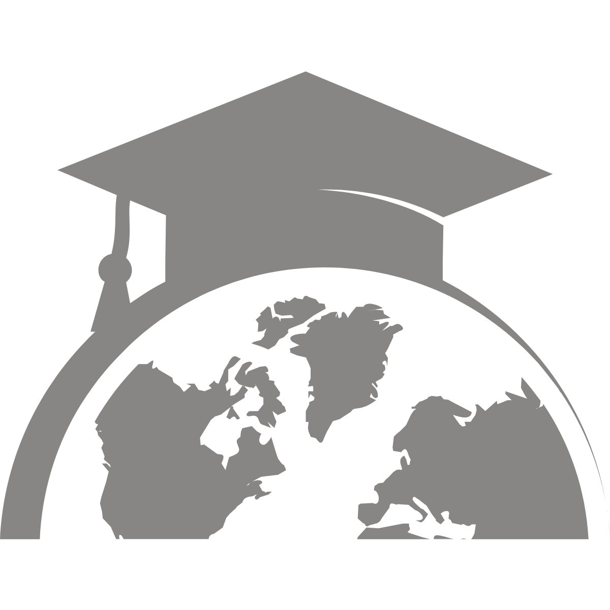 An icon of a world globe wih a graduation cap sitting on top of the globe.